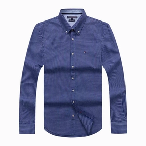 Stylish Comfort Tommy Hilfiger long Sleeve  with an all-over check pattern blue Shirt