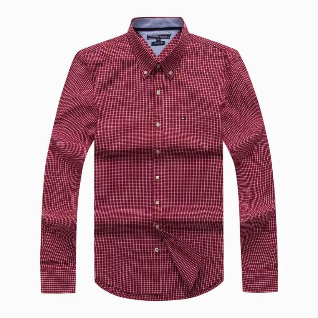 Tommy Hilfiger Long Sleeve  with an all-over check pattern red Shirt Bold Hue