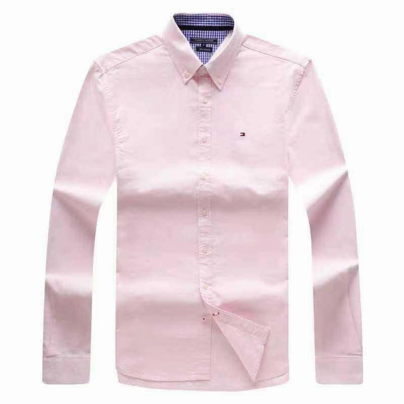 Smart Casual Slim Silhouette Tommy Hilfiger Men Long Sleeve Oxford Pink Shirt