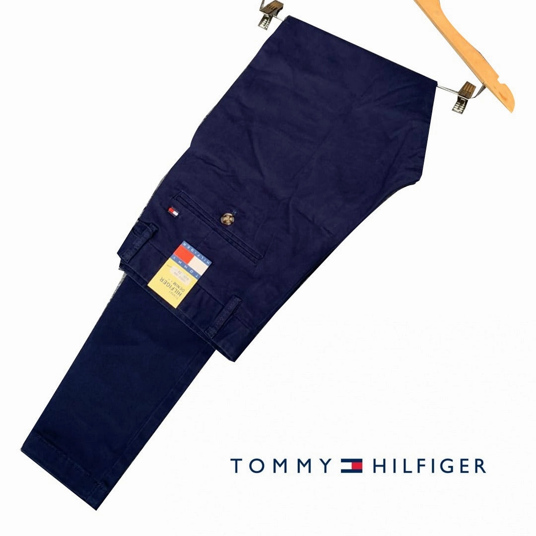 Tommy Hilfiger Navy Blue Men's Stretch Cotton Chino Pants Stretchy Comfort