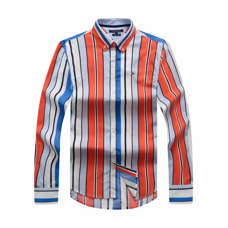 Tommy Hilfiger Red/blue Long Sleeve Men  Stripe Shirt Gender Neutral