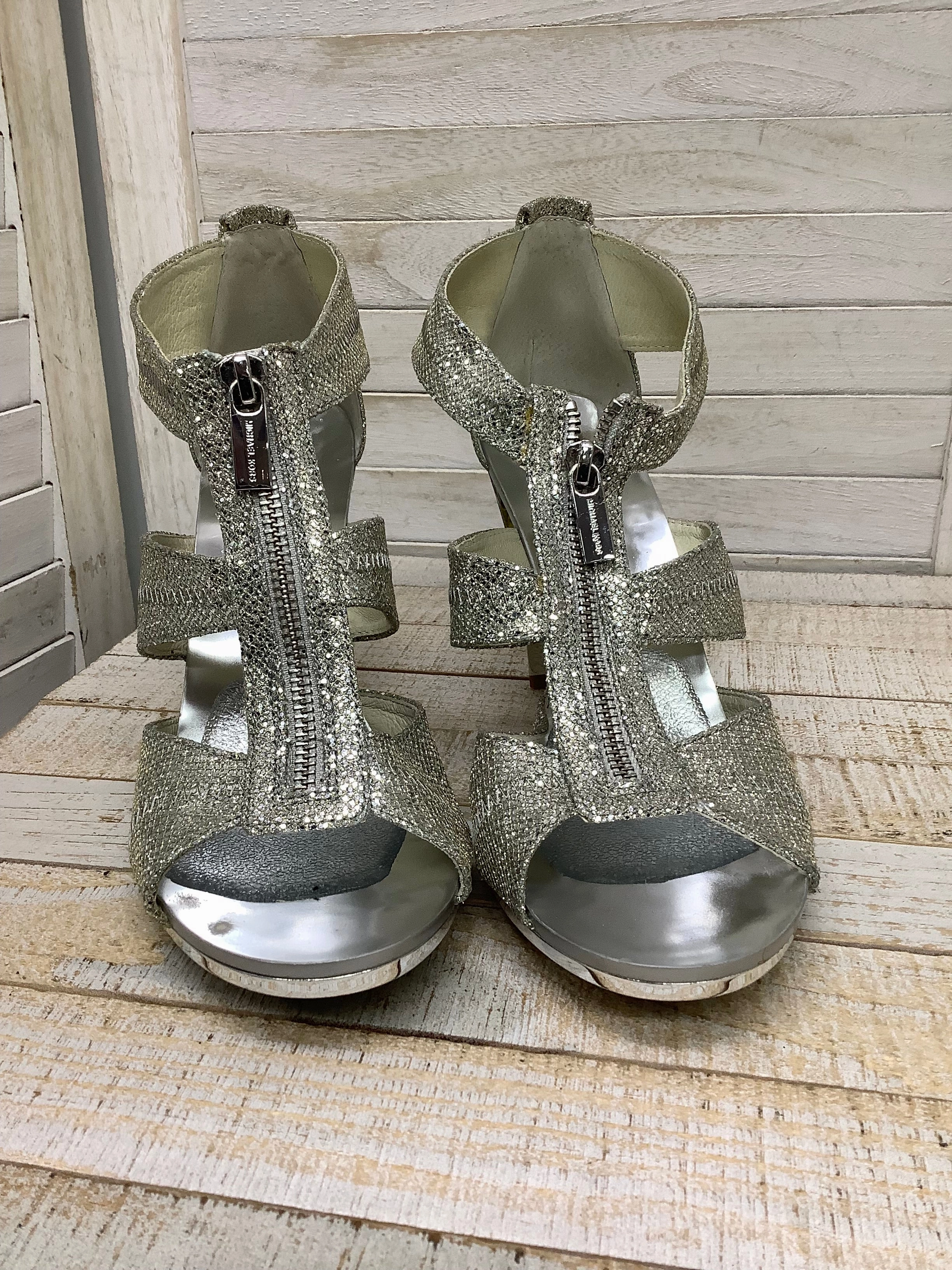 Shoes Heels Stiletto By Michael Kors In Silver, Size: 9.5 Plush Heels Padded collar