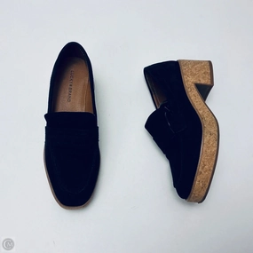 Black Leather Stilettos Shoes Heels Block By Lucky Brand In Black, Size: 7.5