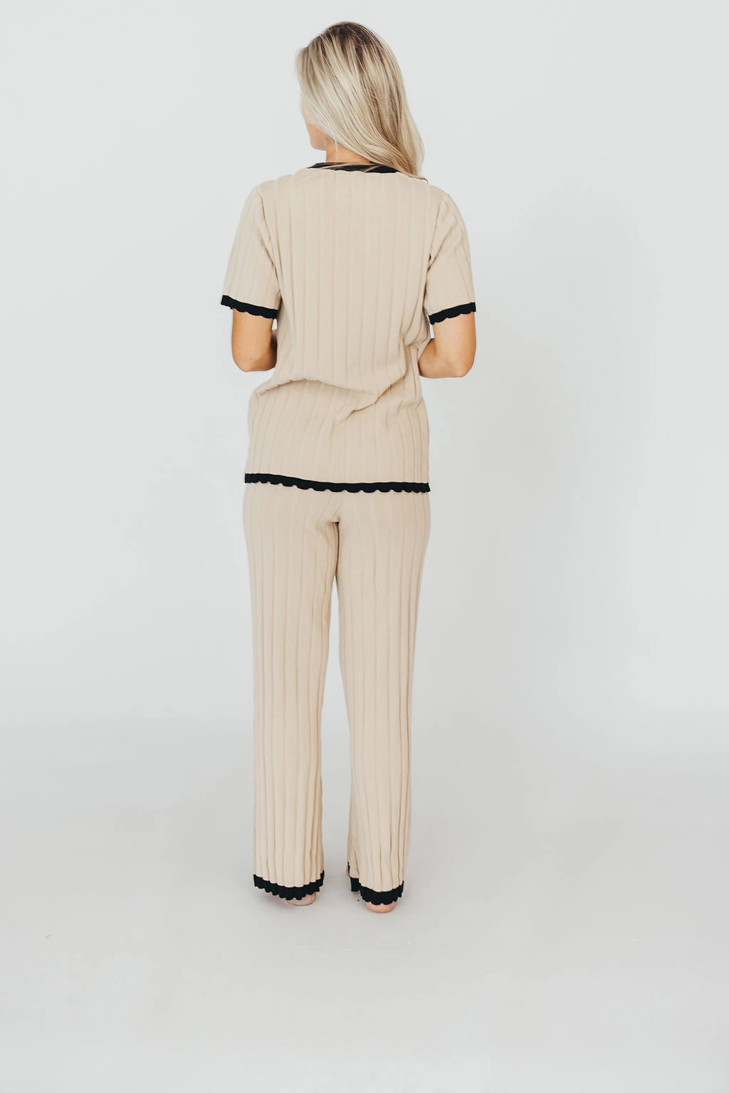 Adele Ribbed Knit Top and Pants Set in Light Taupe *Final-Sale* Relaxed Dress