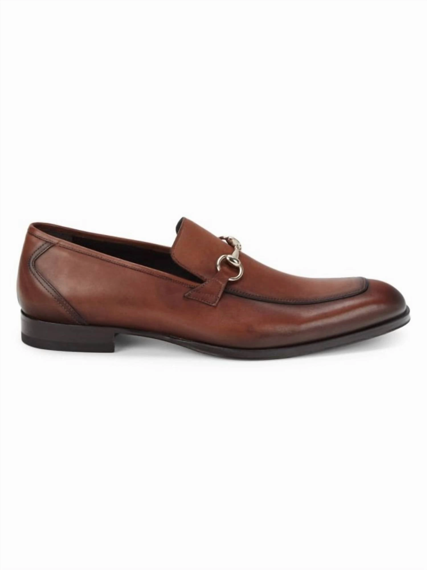 True Safe Walk Swift Men's Apron Toe Leather Bit Loafers In Dark Cognac