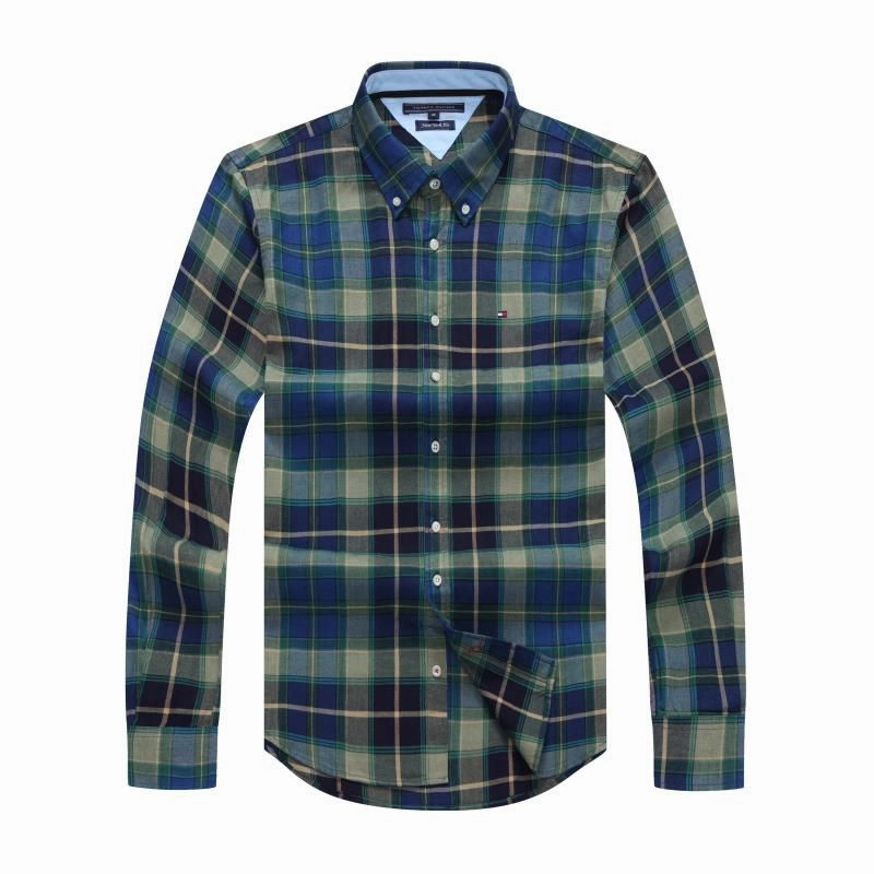 Layered Sleeve Cuffs Tommy Hilfiger Men Check Long Sleeve Shirt