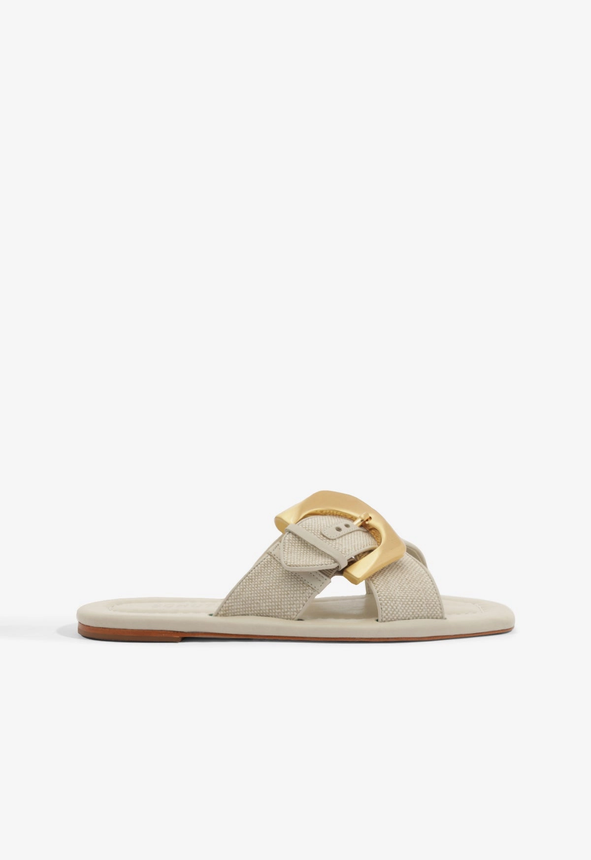 Herb Glow Lois Beige Linen Flat Sandal