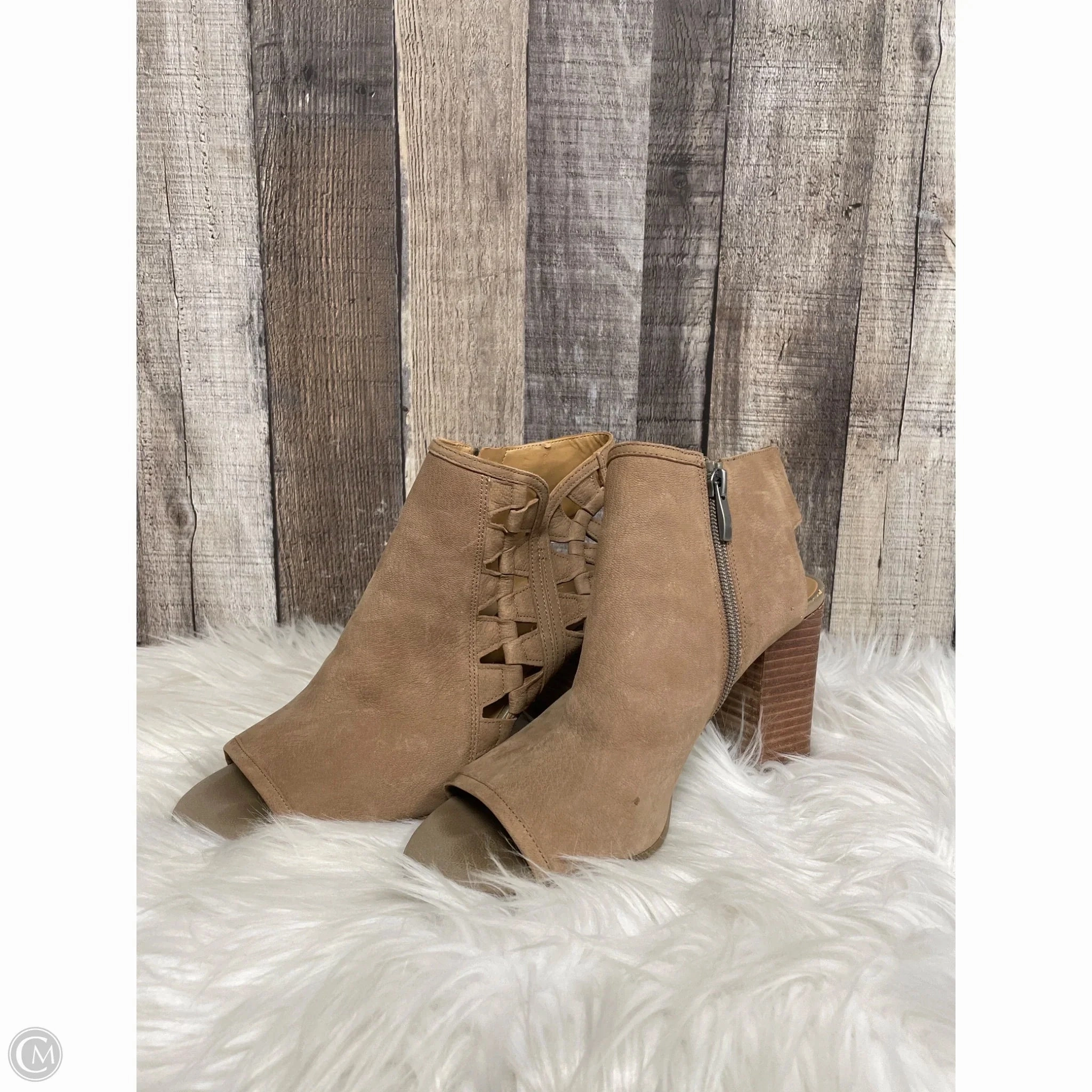 Chunky Heeled Boots City Energy Shoes Heels Block By Franco Sarto In Brown, Size: 9