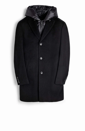 Easy Fit Piece Temperature Adaptive TRENTON BLACK WOOL & CASHMERE TOPCOAT