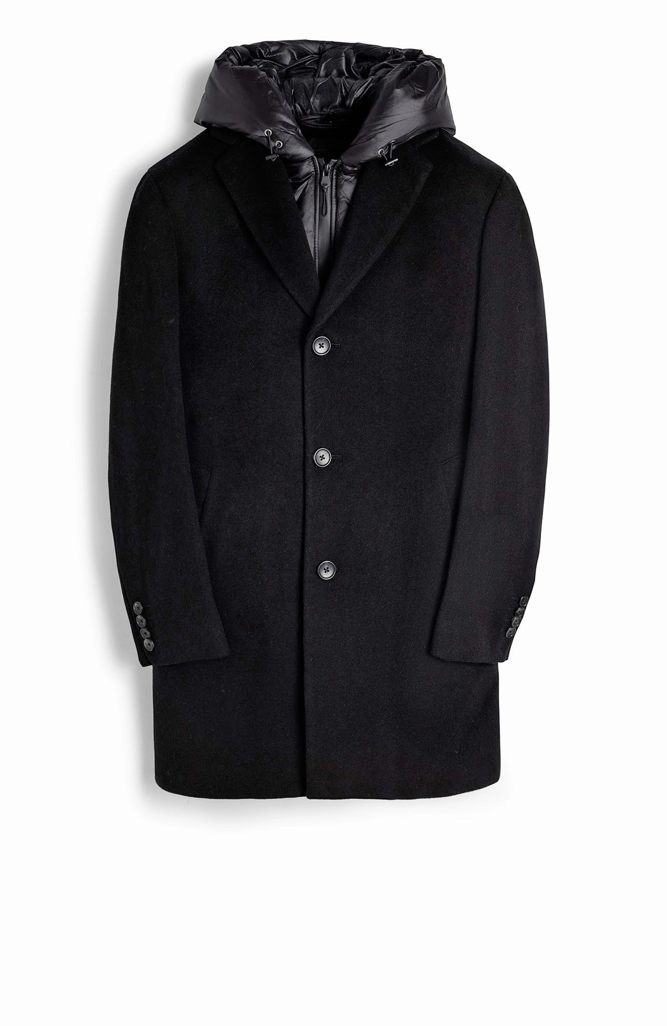 Easy Fit Piece Temperature Adaptive TRENTON BLACK WOOL & CASHMERE TOPCOAT