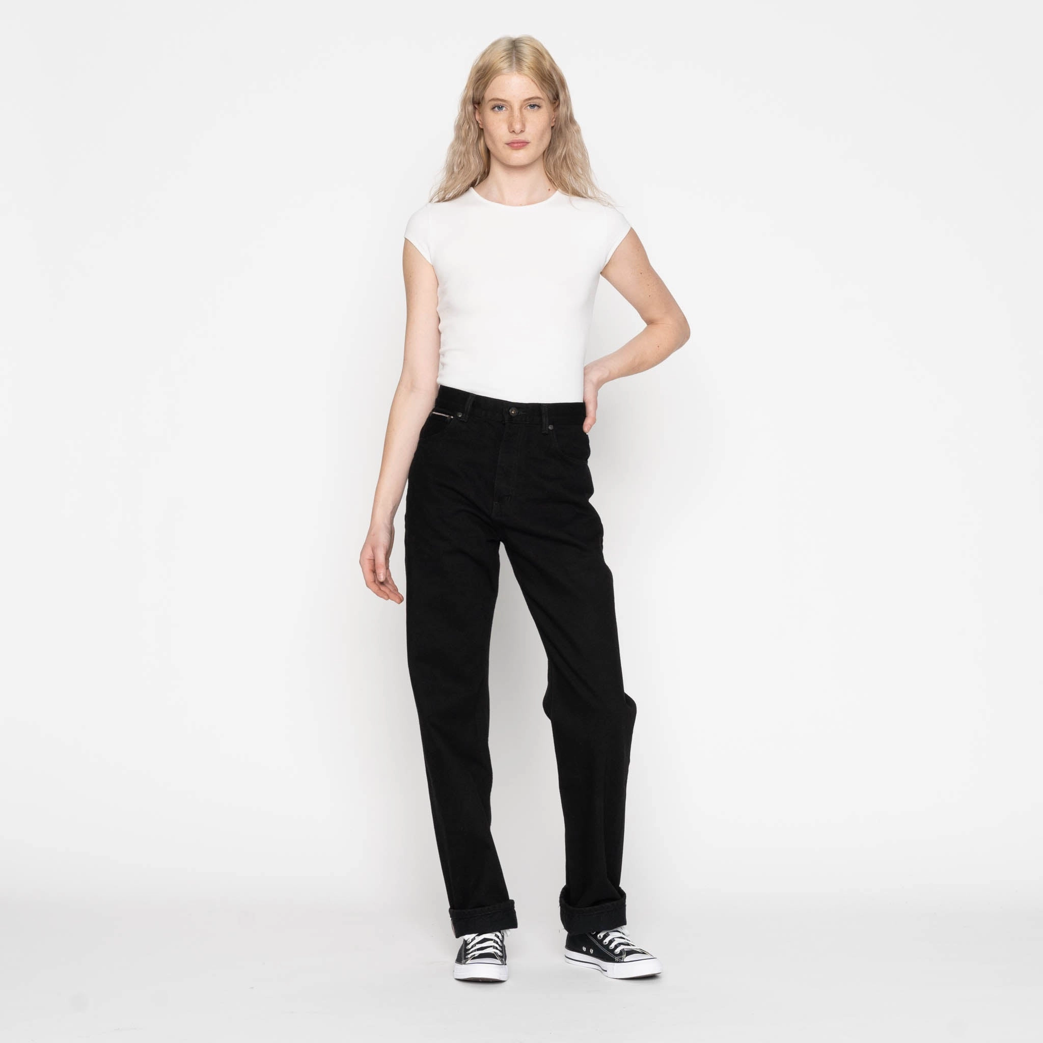 True Girl - Solid Black Selvedge Washed Softened Seams