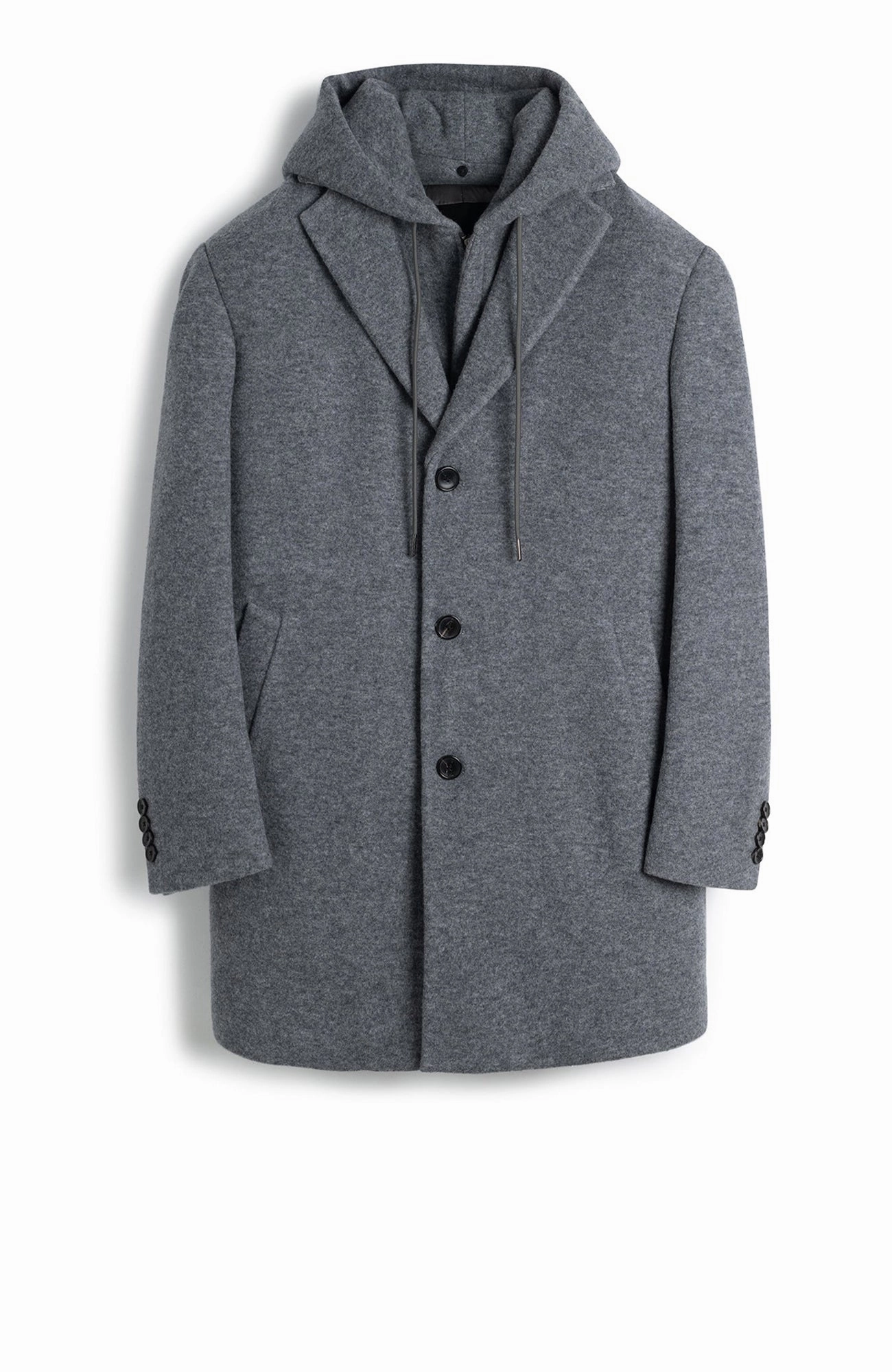 Detachable Hood Essential Style TYSON CHARCOAL TOPCOAT WITH PRIMALOFT INSULATION