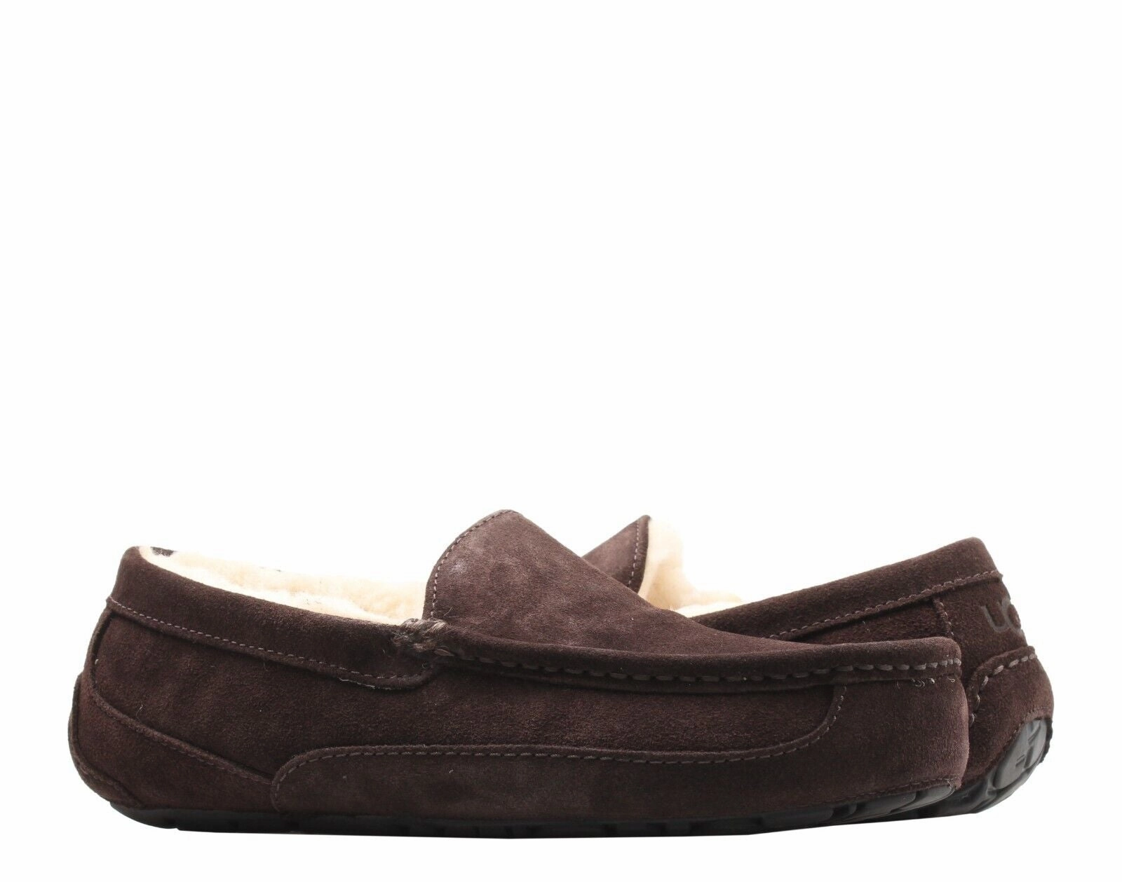 UGG Ascot 1101110-ESP Slippers Men's Espresso Suede Sheepskin Slip On Moccasin Neat Walk