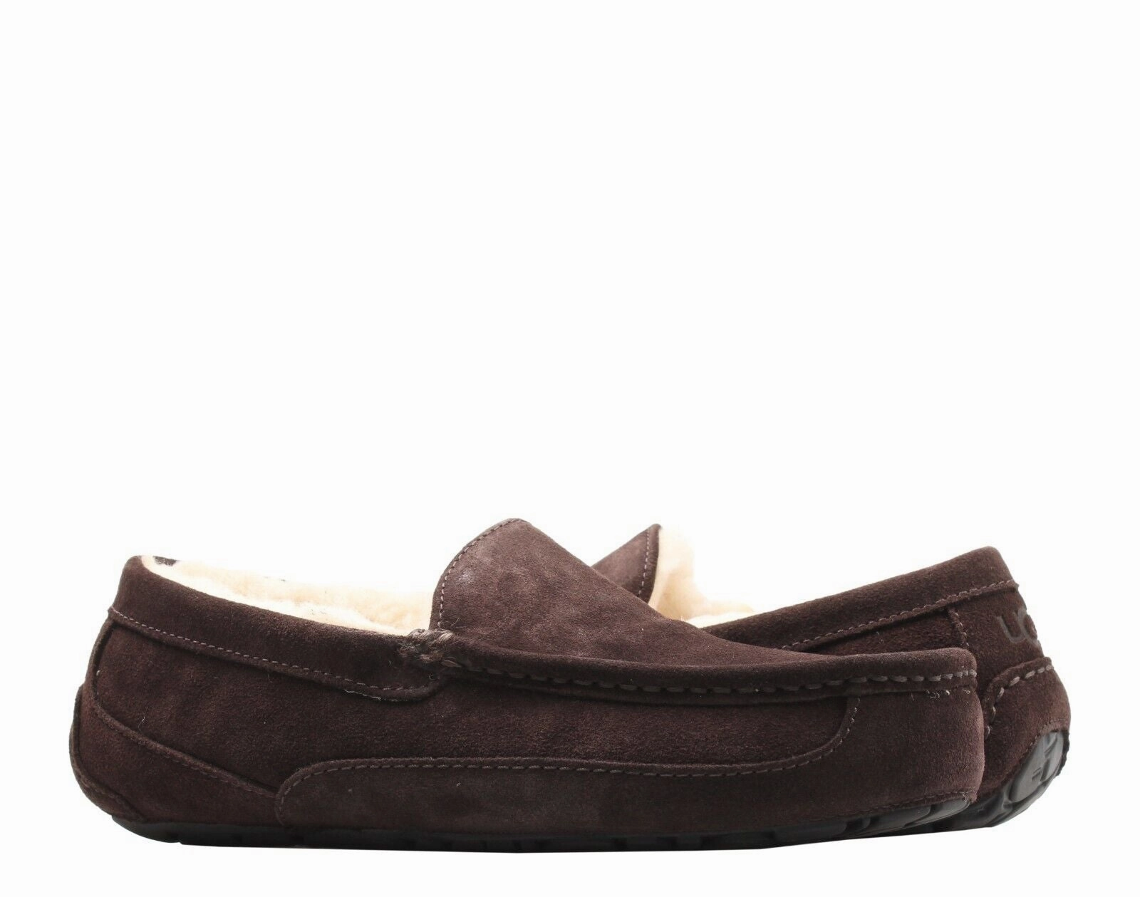 Brunch Out UGG Ascot 1101110-ESP Slippers Men's Espresso Suede Sheepskin Slip On Moccasin