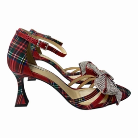 Open Toe Sandals Shoes Heels Block By Alex Marie In Red, Size:8.5