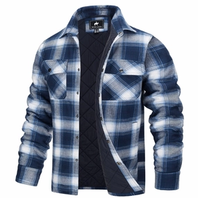 Long Sleeve Gym Companion West Louis? Autumn Cotton Quilted Lined Flannel Shirt Jacket