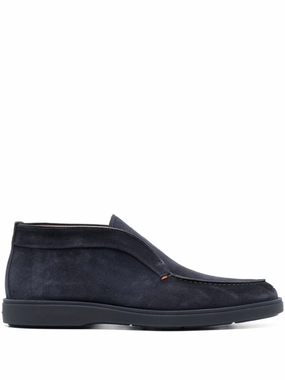 Midnight Blue Calf Suede Slip-On Shoes With Branded Insole Casual Office Shoes