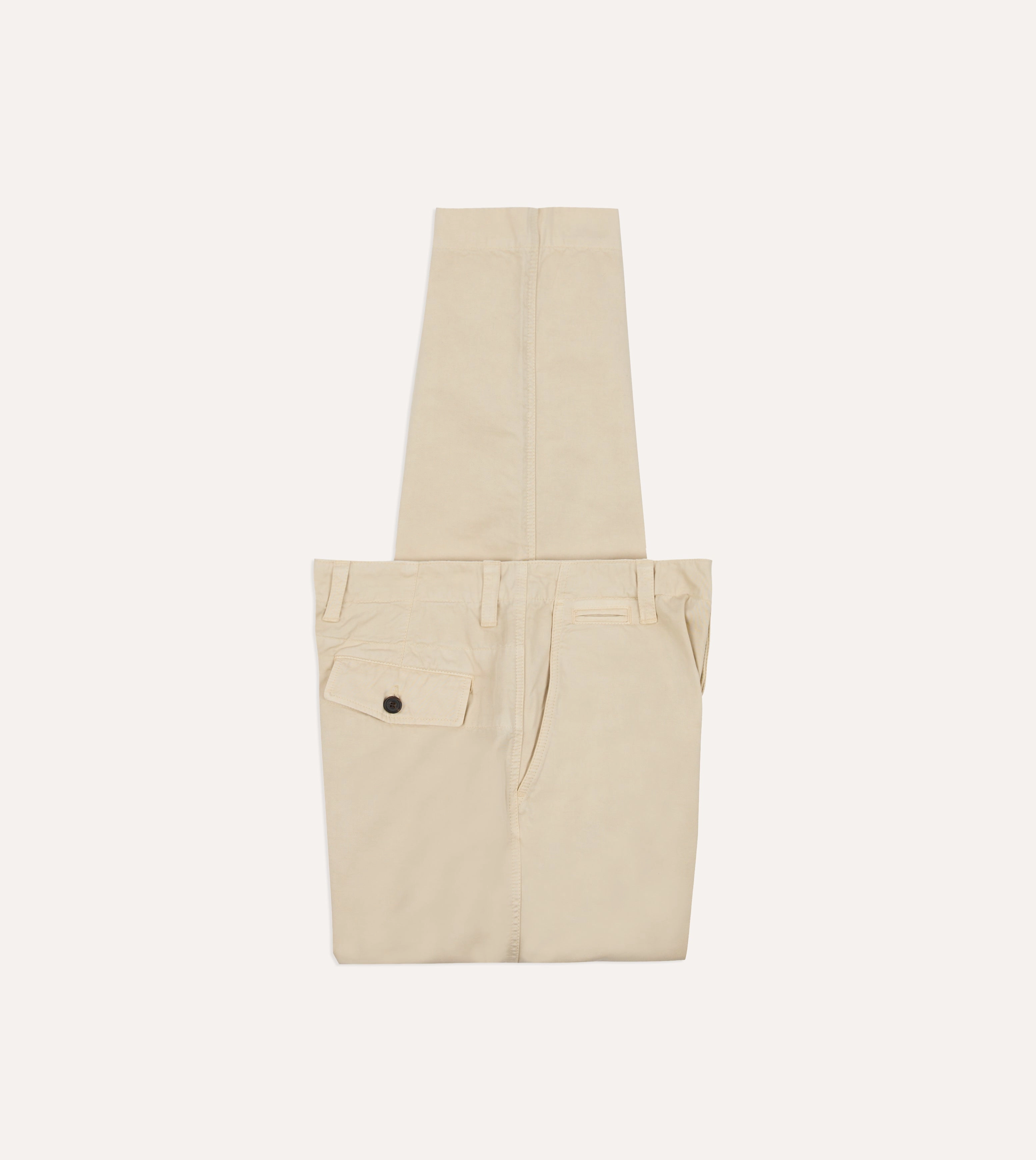 Stylish Look Comfort Layer Wear Cream Cotton Wide Leg Flat Front Chino