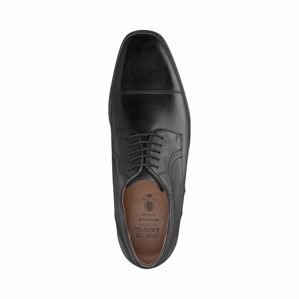 Opera Night Earth Tone Johnston & Murphy Men's Branning Cap Toe Waterproof Oxford in Black
