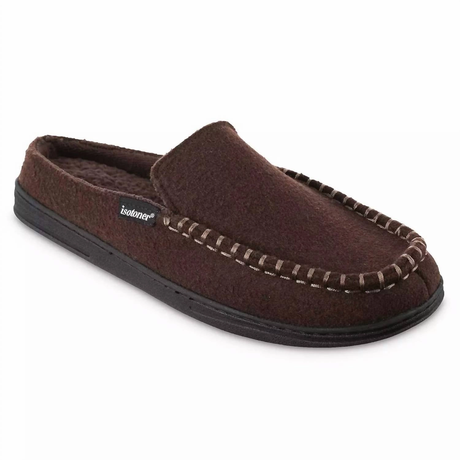 Men's Faux Woolen Grady Moccasin Hoodback Slipper In Dark Chocolate Chrome-Tanned Relaxed Design