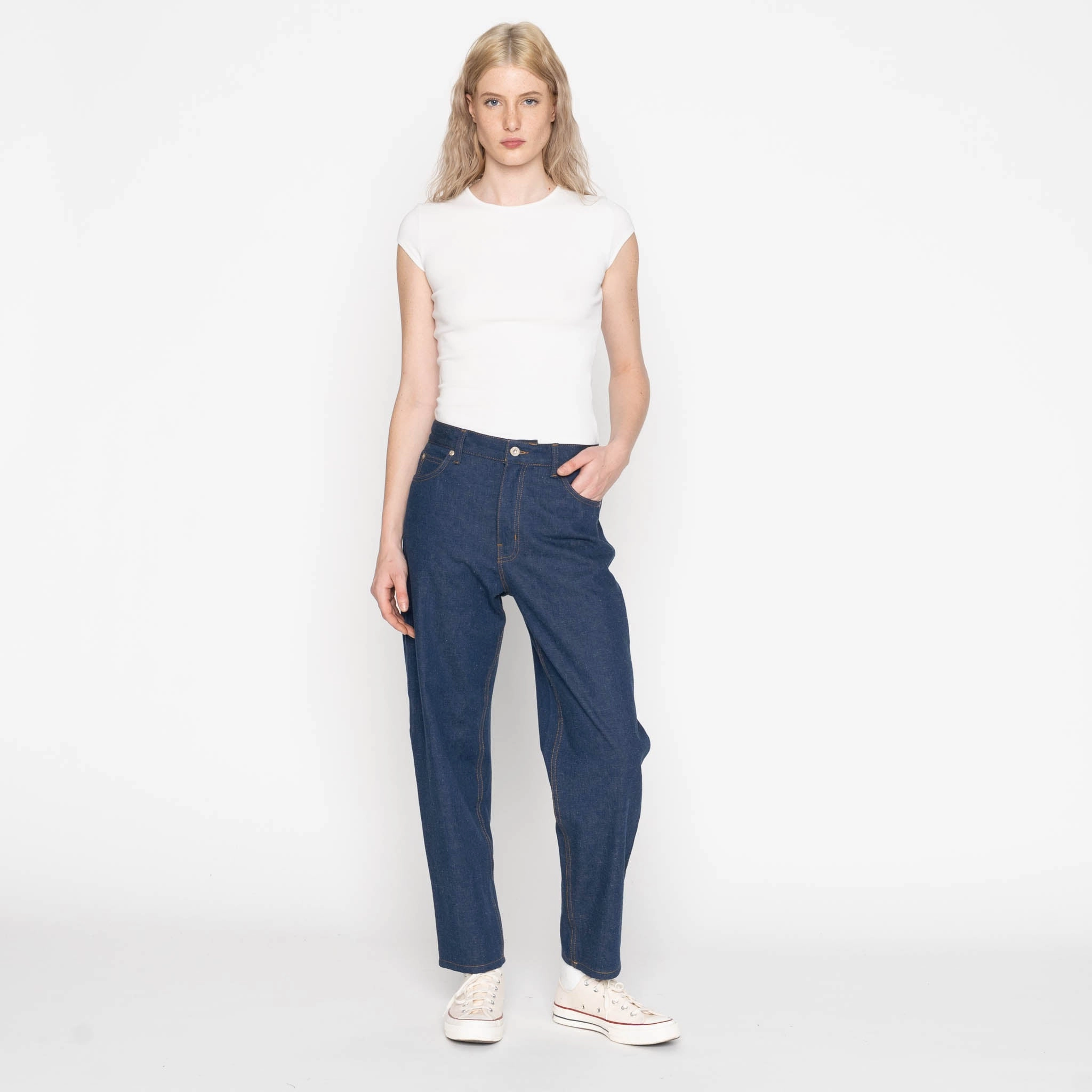 Neutral Loose Bestie - 2x1 Dungaree Nep Denim - Mid Indigo