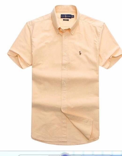 RL Small Pony Men Yellow Green Short Sleeve Oxford Shirt Cozy Fit