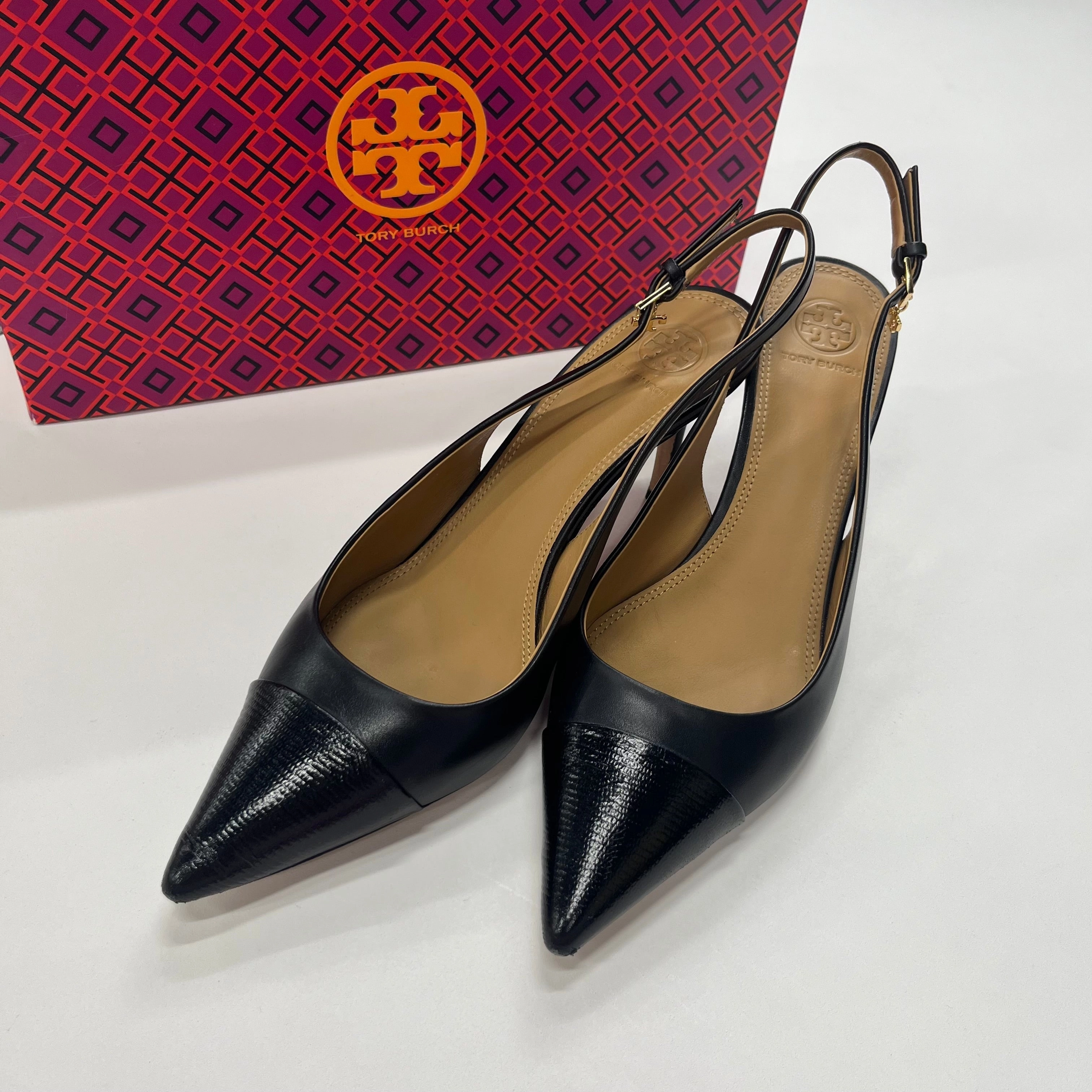 Soft Motion Black Shoes Heels D Orsay Tory Burch, Size 9