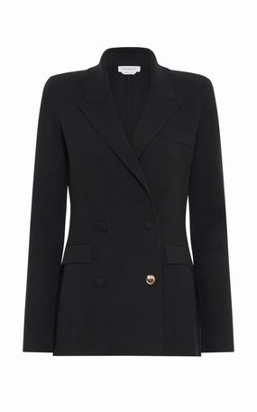 Clean Appearance Comfort and Precision Bowen Knit Jacket in Black Merino Wool Cashmere