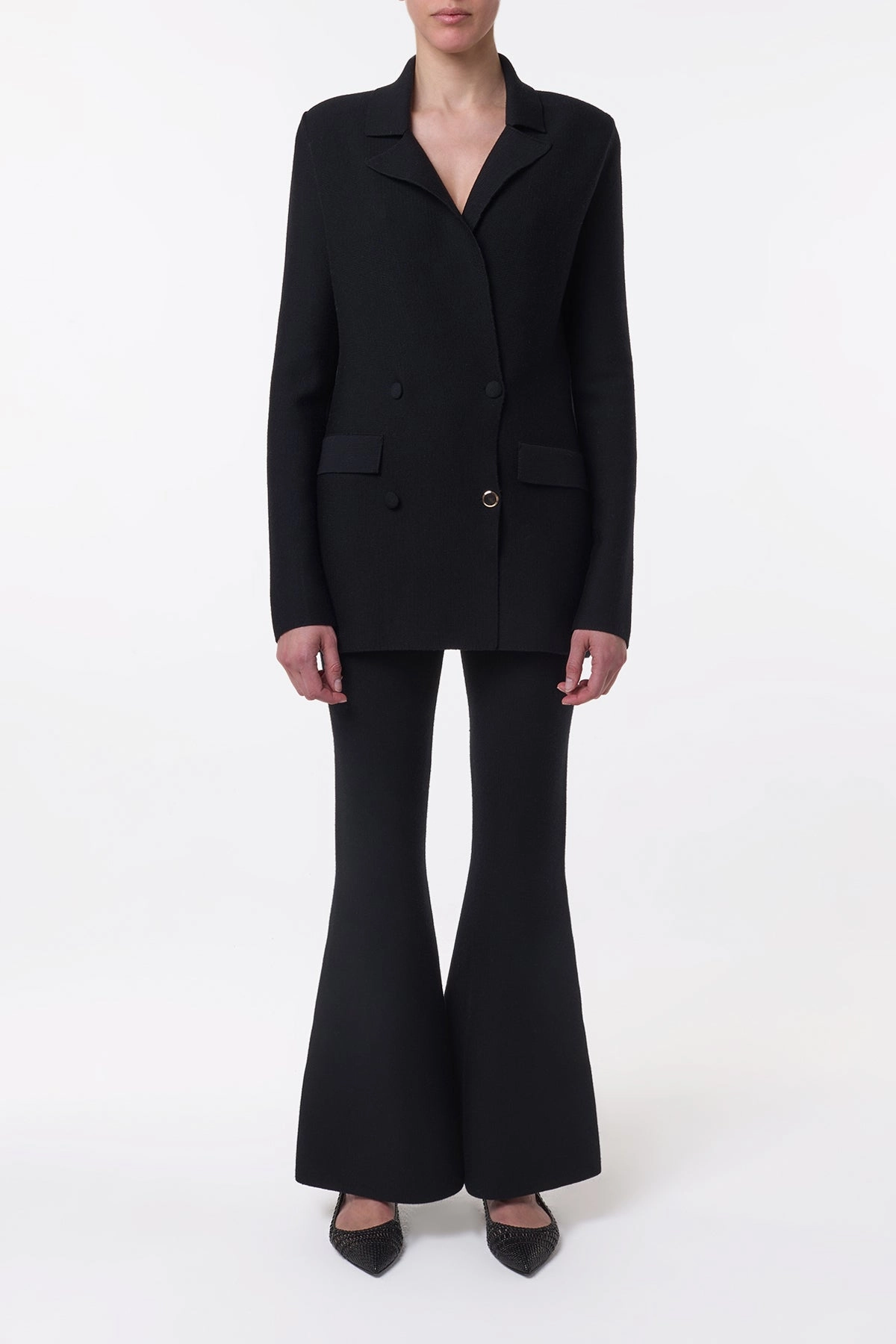 Bowen Knit Jacket in Black Merino Wool Cashmere Versatile Fit Chic Tailored Design