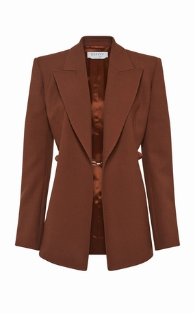 Epona Chain Blazer in Cognac Recycled Virgin Wool Layered Comfort Professional Cut