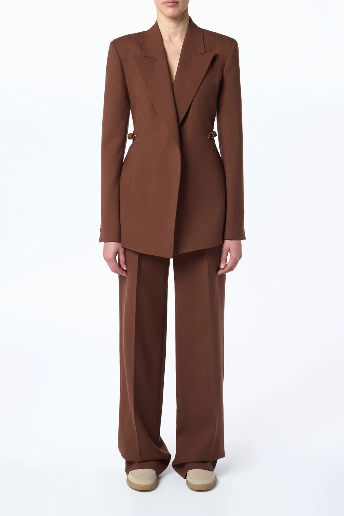 Timeless Appearance Epona Chain Blazer in Cognac Recycled Virgin Wool