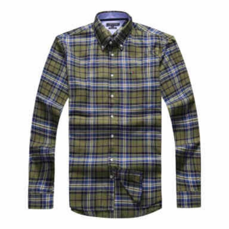 Nautical Look Tommy Hilfiger Green Long Sleeve Check shirt Male