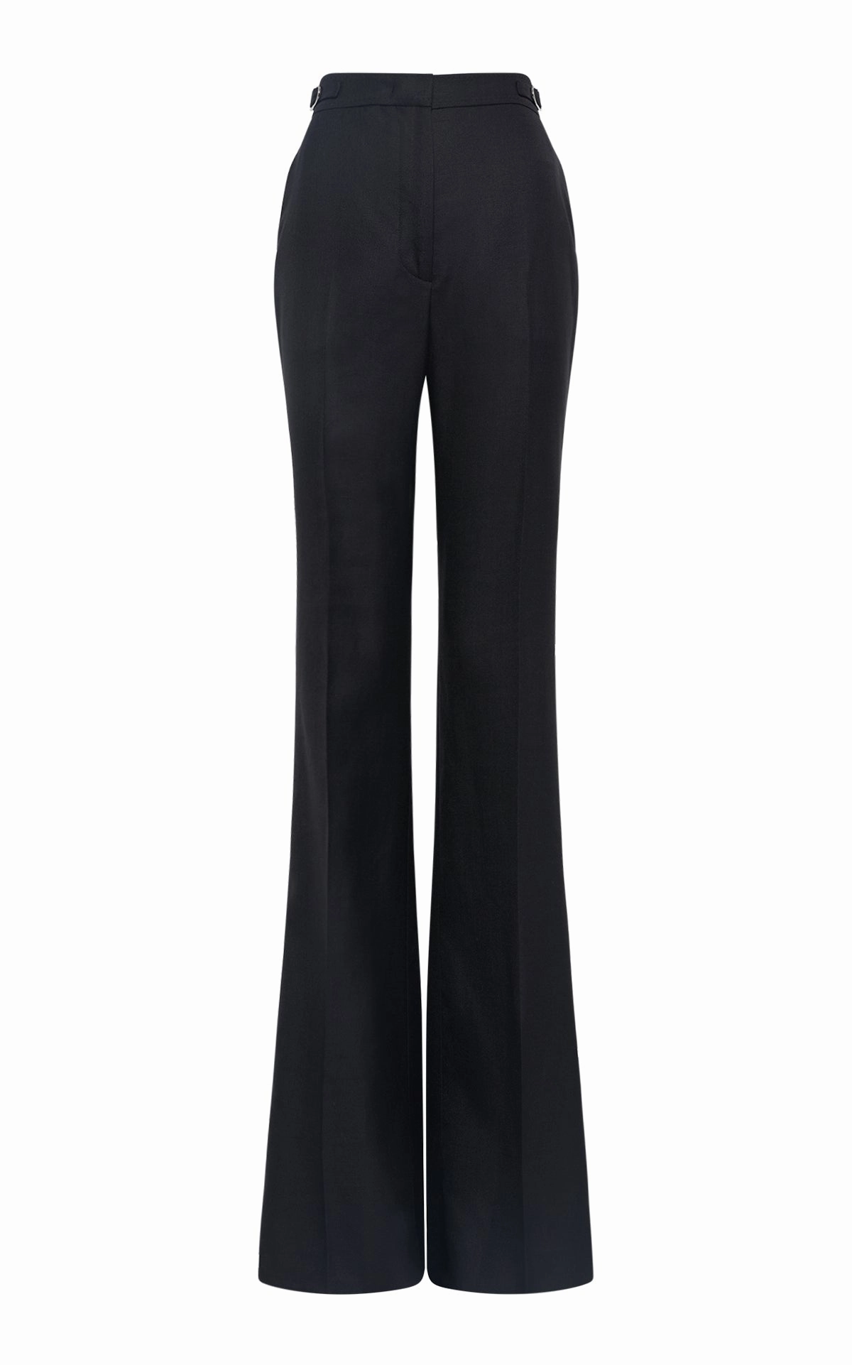 Vesta Flared Pant in Black Virgin Wool Silk with Linen Elegant Tailoring Refined Look Wear