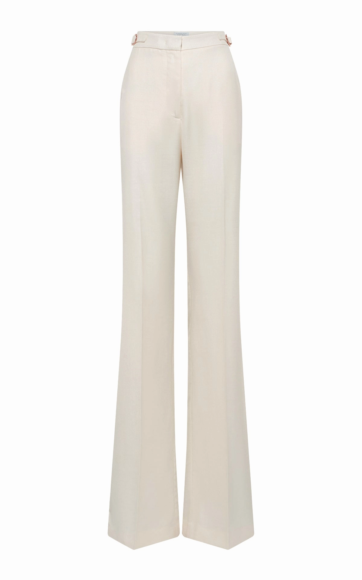 Vesta Flared Pant in Ivory Virgin Wool Silk with Linen Smart Design Fit