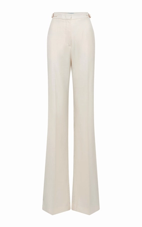 Layering Style Vesta Flared Pant in Ivory Virgin Wool Silk with Linen