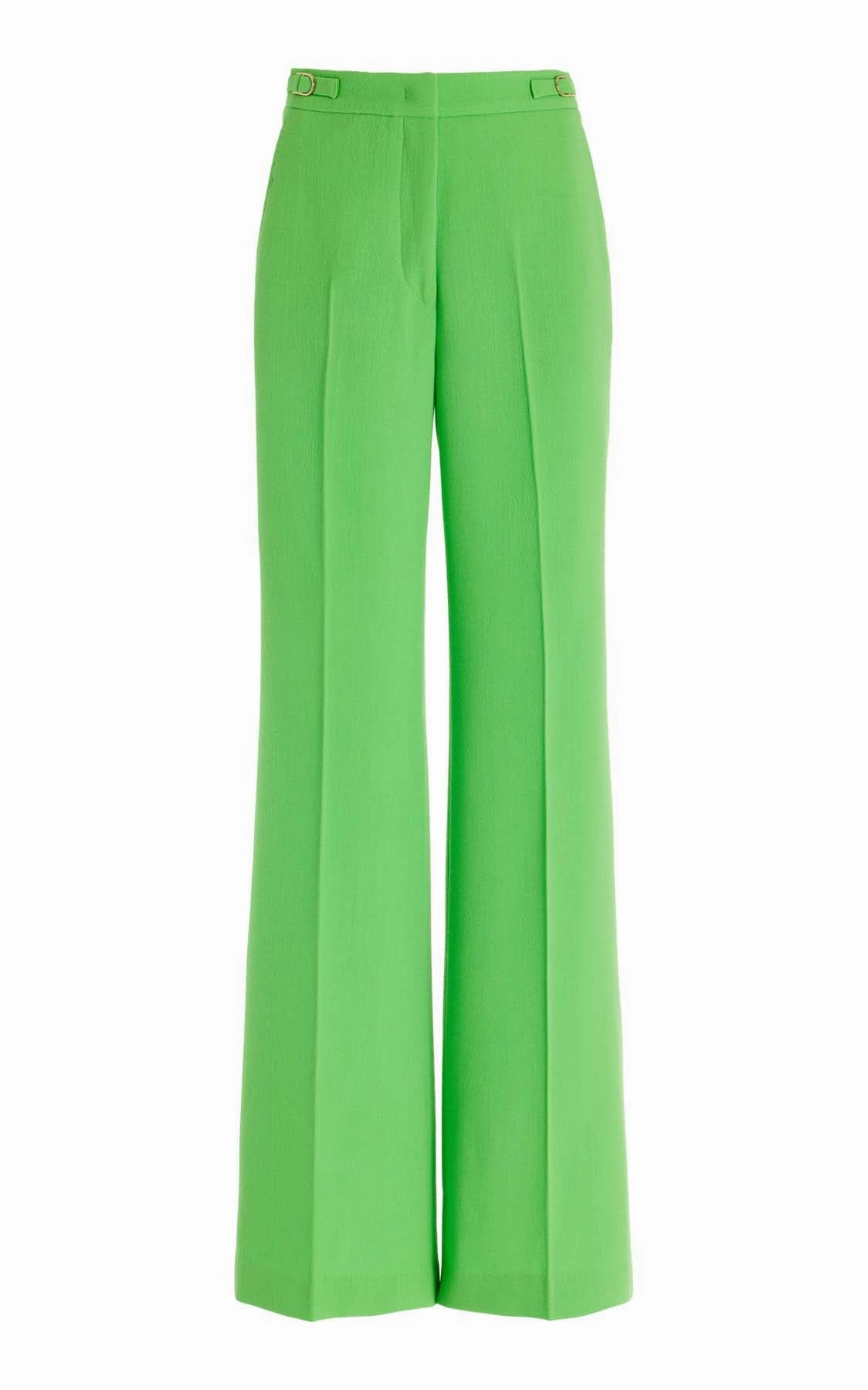 Modern Silhouette Smart Comfort Fit Vesta Pant in Fluorescent Green Virgin Wool Crepe