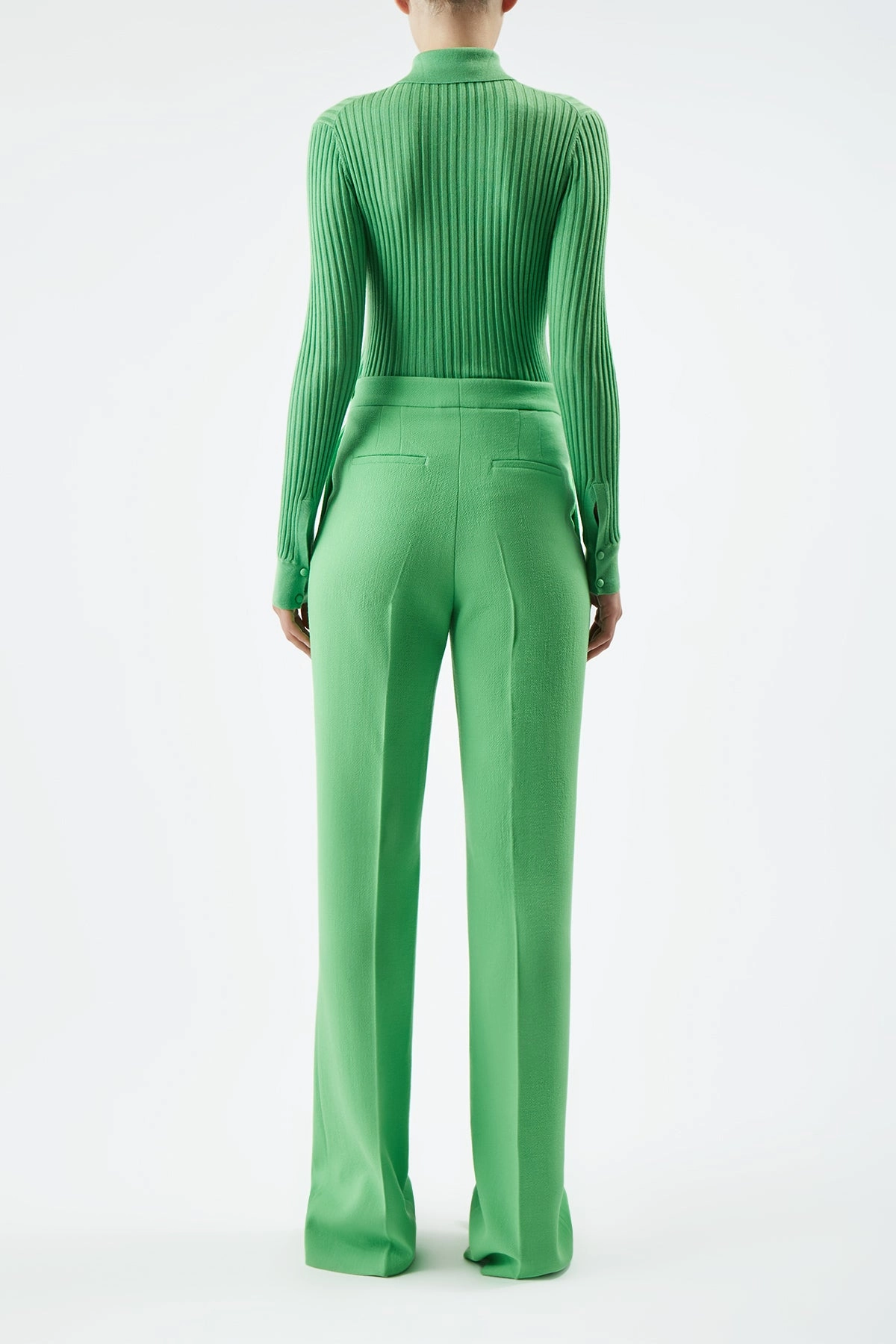 Smart Layering Smart Comfort Vesta Pant in Fluorescent Green Virgin Wool Crepe