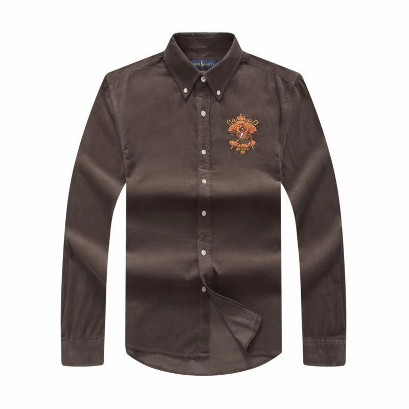 Ralph Lauren Men Suede Brown Long Sleeve Badge Chic Comfort