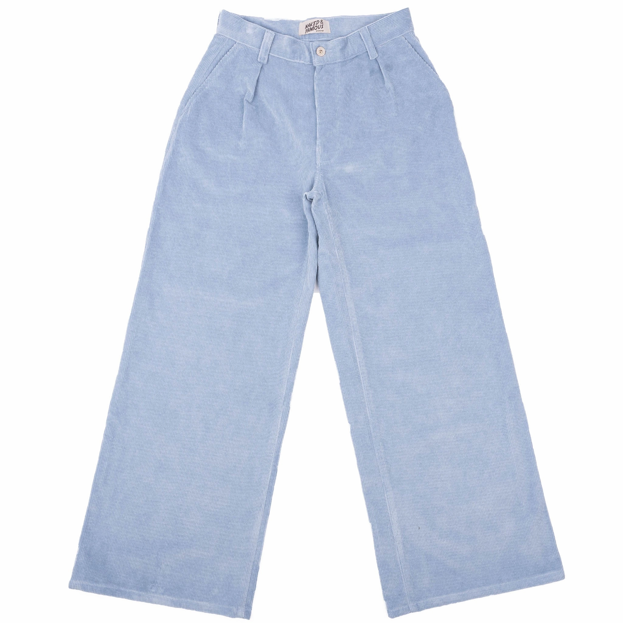 Tear Resistant Denim Wide Leg Trouser - Faded Corduroy Organique - Pale Indigo