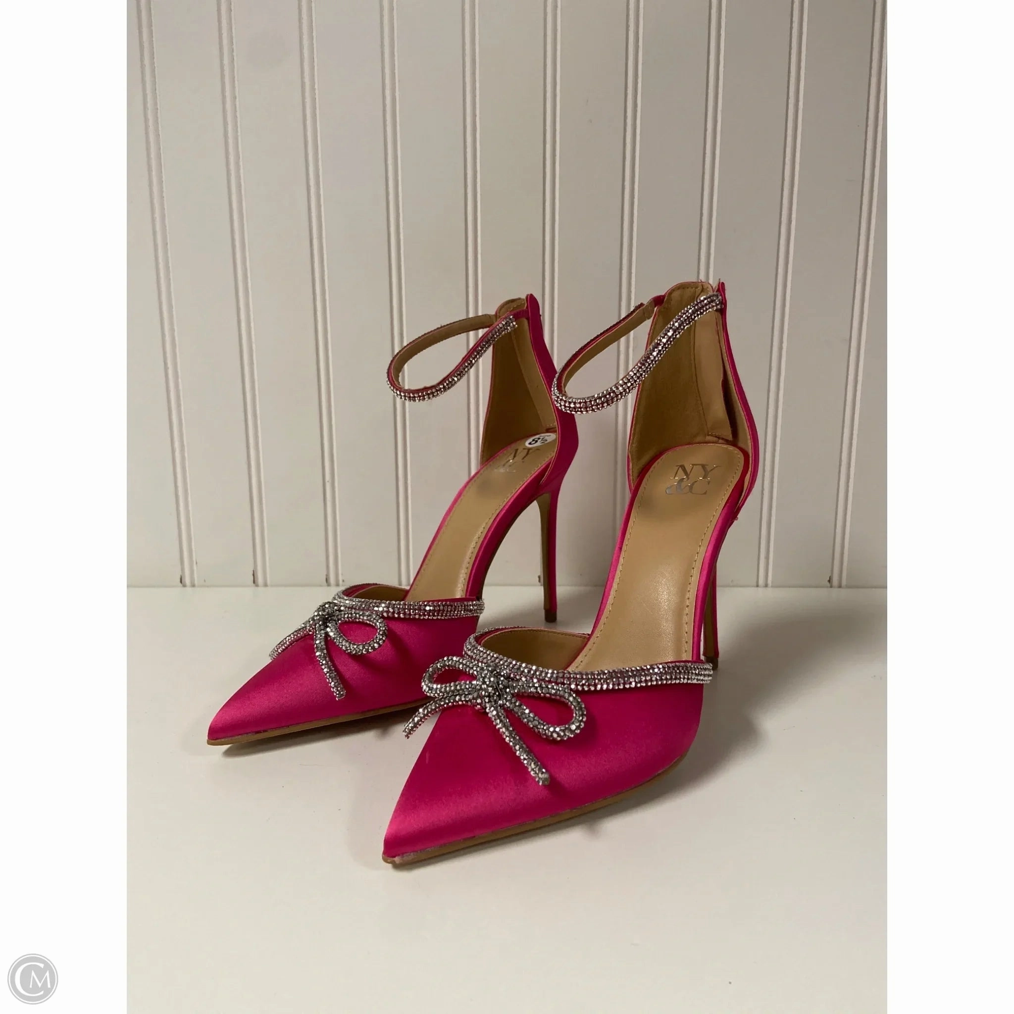 Premium Sandals Strappy Heeled Sandals Shoes Heels Stiletto By New York And Co In Pink, Size: 8.5
