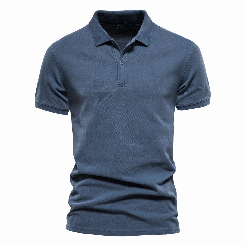 West Louis? 100% Cotton Casual Short Sleeve Turndown Polo Shirt Minimalist Aesthetic