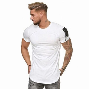 West Louis? Brand Zipper On Shoulder T-shirt Anti Pilling Surface