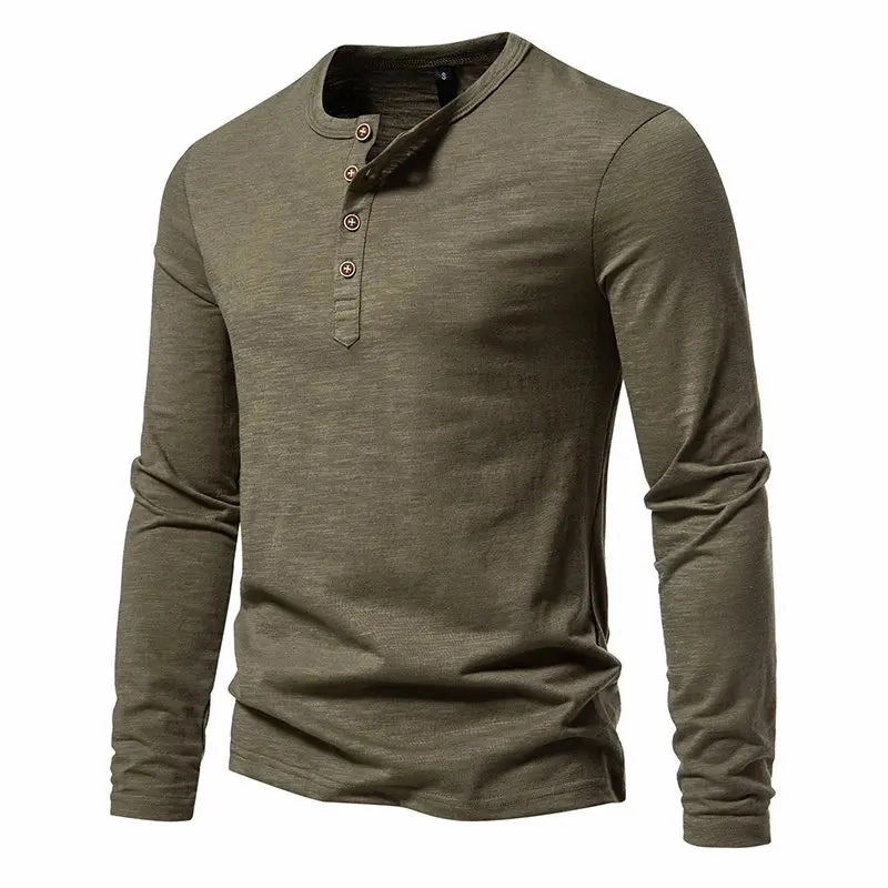 West Louis? Long Sleeved Henley Collar T-shirts Gym Appropriate Street Chic