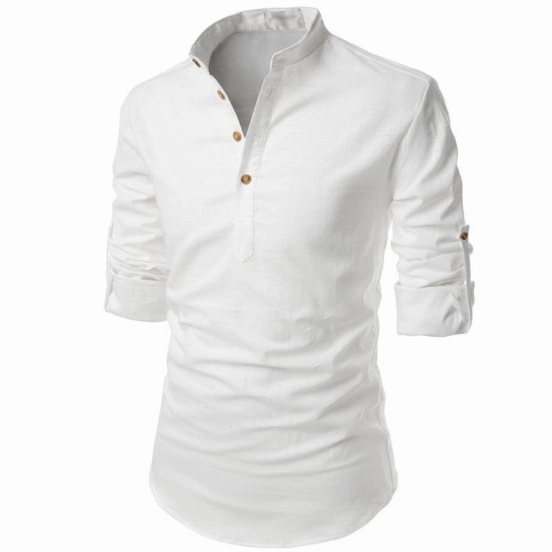 ethical fashion West Louis? Men Linen Button-Up Henley Shirts