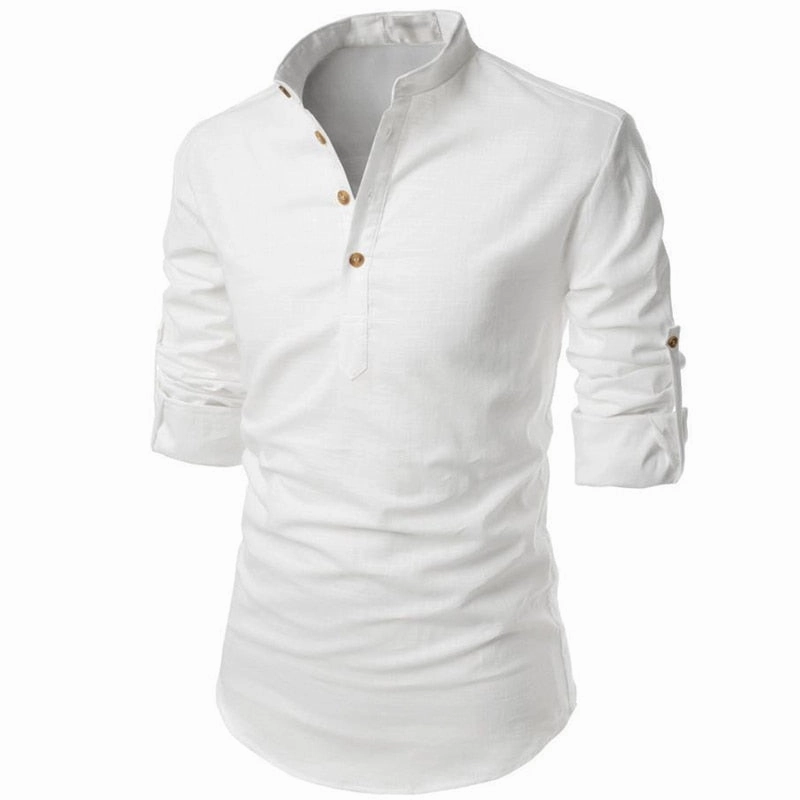 Weekend Adventure West Louis? Men Linen Button-Up Henley Shirts