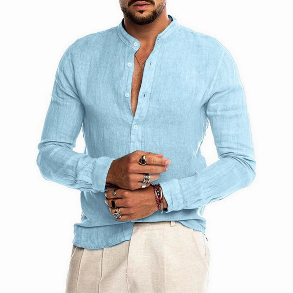 West Louis? Men's Long-Sleeved Summer Linen Shirt Flexible Shoulder Construction Weekend Vibes