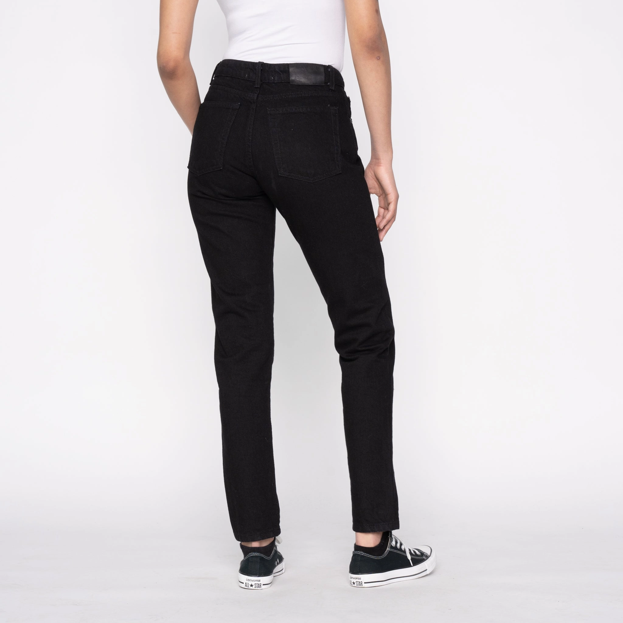 Women's - Max - Solid Black Selvedge Morning Stroll Music Event Office Wear Stretch Soft