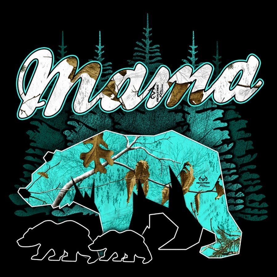 Women's Realtree Xtra? Sea Glass Mama Bear Long Sleeve - Black Mediterranean style forest hike