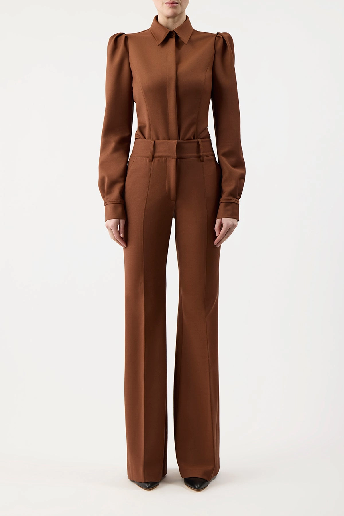 Sleek Tailored Look Rhein Pant in Cognac Sportswear Wool