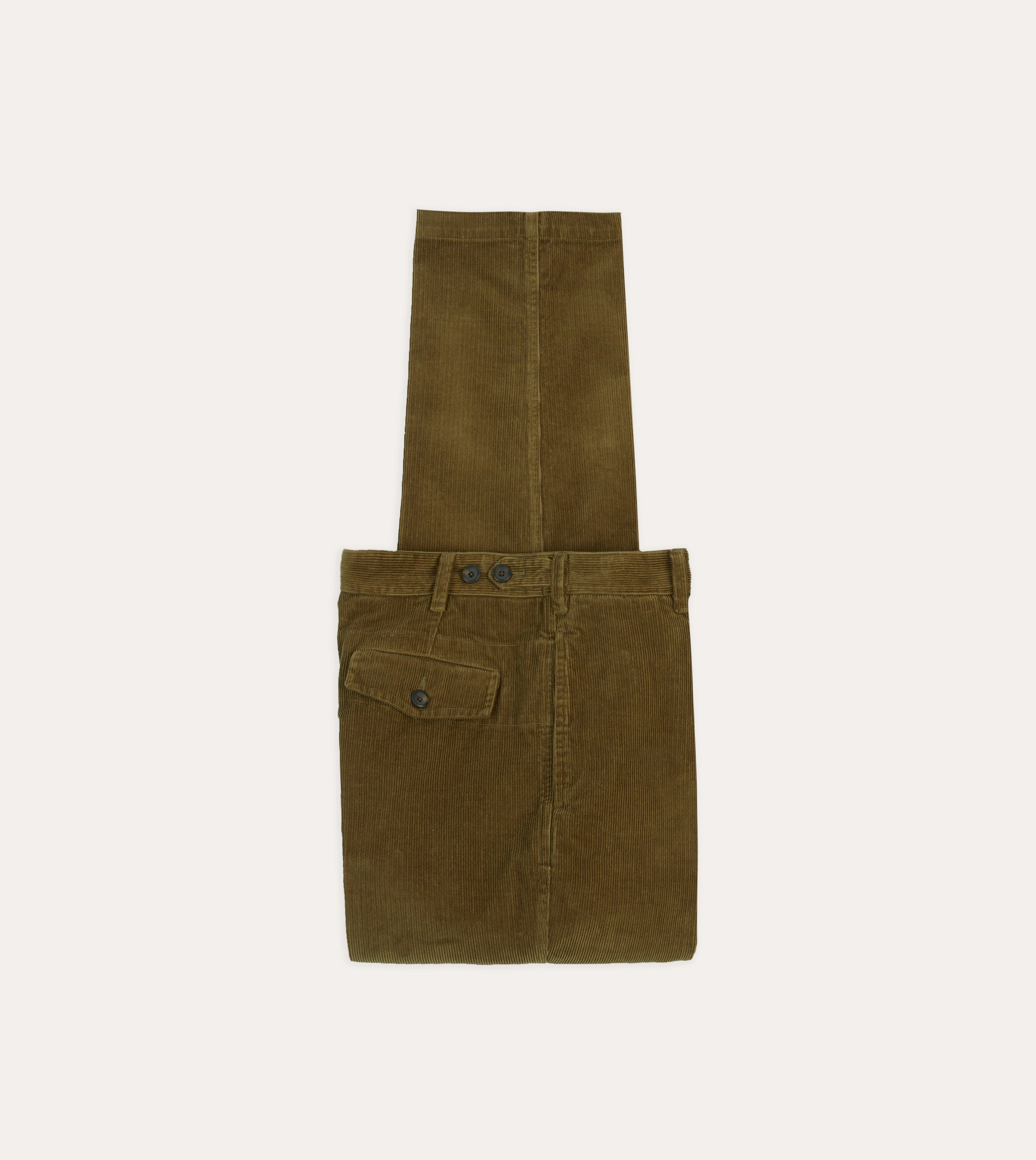 Olive Cotton Corduroy Field Games Trousers elastic waistband Street Inspired